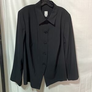 Zenobia 18 deep grey black stripe jacket lined looks black euc shaped fit